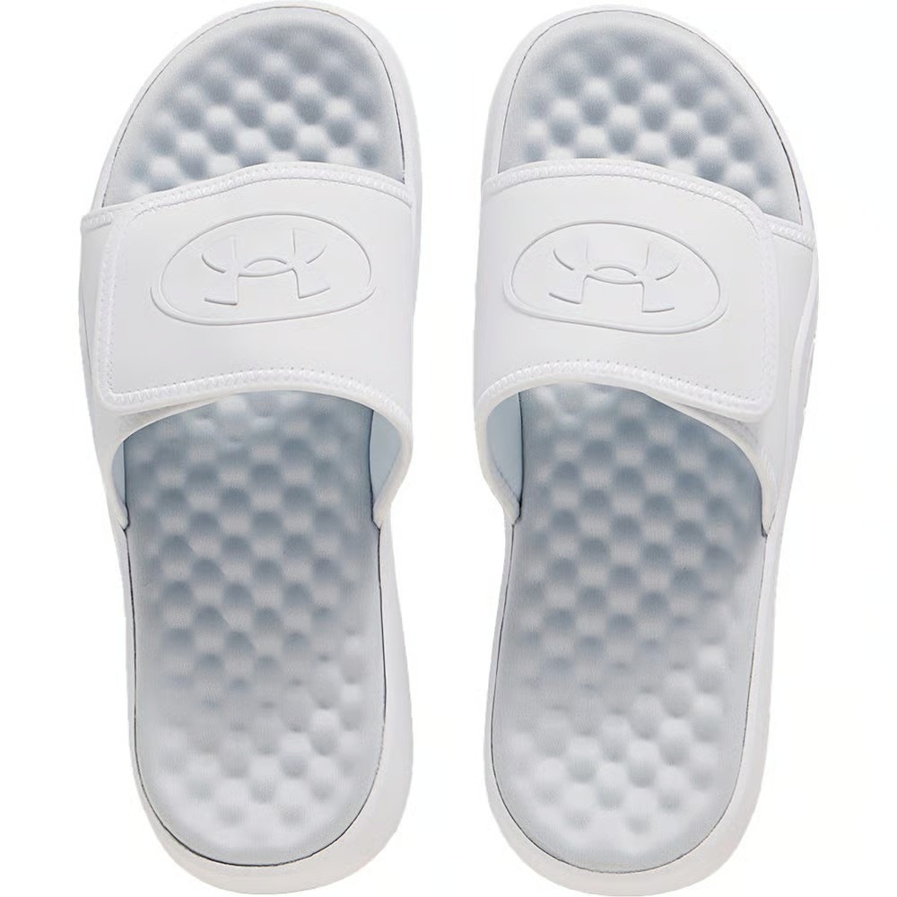 Under Armour Ignite VI Graphic Slides Mens White Athletic Sandals 3024434-101